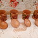 Set of 4 vintage kitchen pots in terracotta decoration daisy