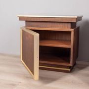 Pair of vintage 50s bedside tables in brass and wood italian design