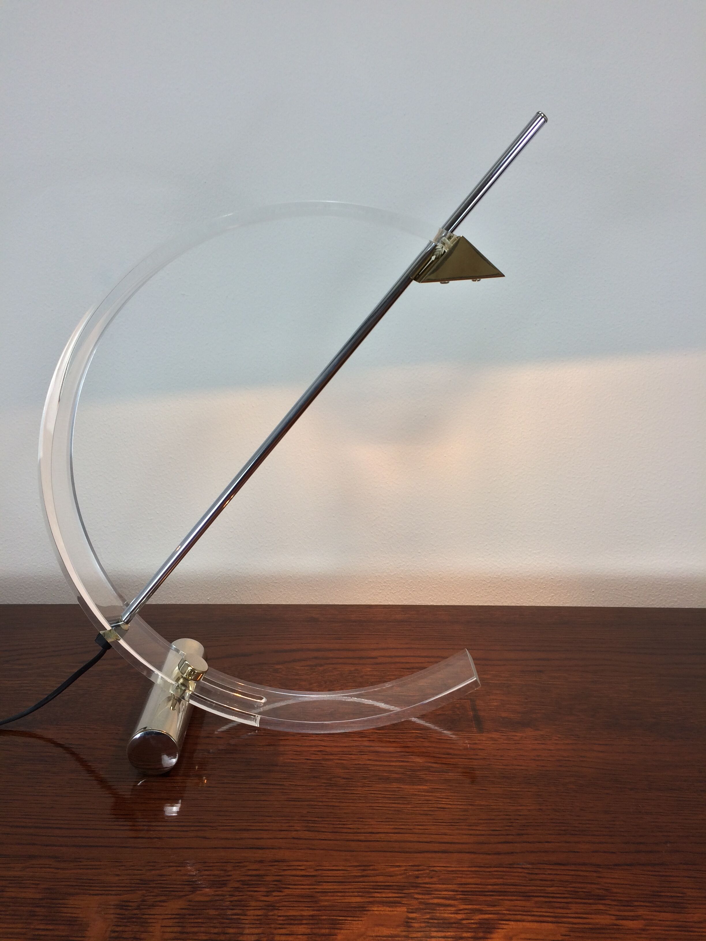 Plexiglas and brass table lamp, Italy 1980