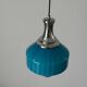Blue glass ceiling light with a chrome frame, 1960s, Germany.