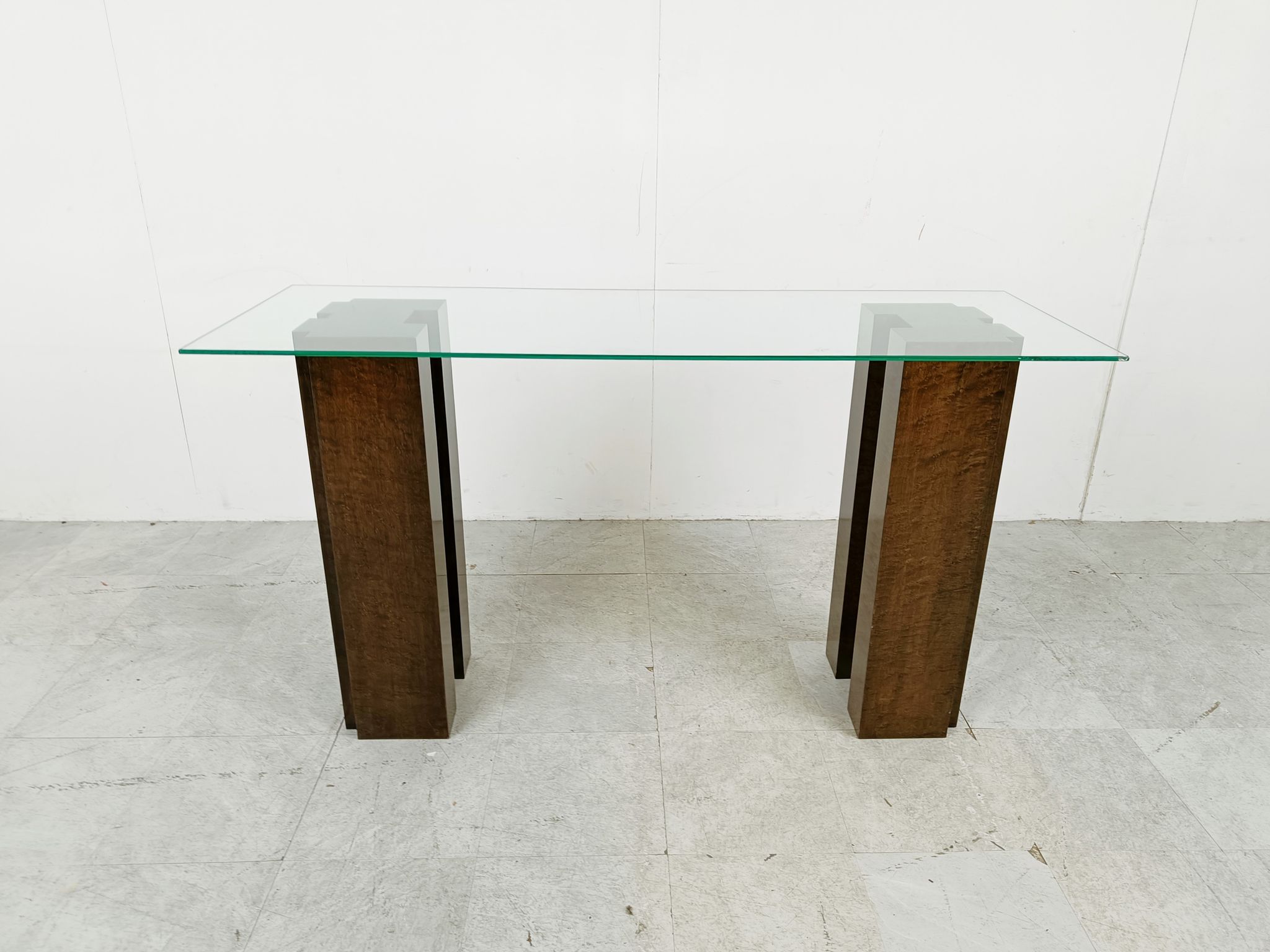 Vintage burl wood console, 1980s
