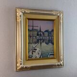 Small port town Oil on canvas