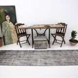 3x10 Rug For Hallway Gray Blue Turkish Vintage Runner Rug, 81x306Cm