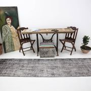 3x10 Rug For Hallway Gray Blue Turkish Vintage Runner Rug, 81x306Cm
