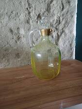 Vintage carafe in fluorine, signed 1930s–40s.