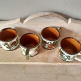 Set of 4 tea or coffee cups, Boch ceramic, Argenteuil series from the 60s