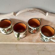 Set of 4 tea or coffee cups, Boch ceramic, Argenteuil series from the 60s