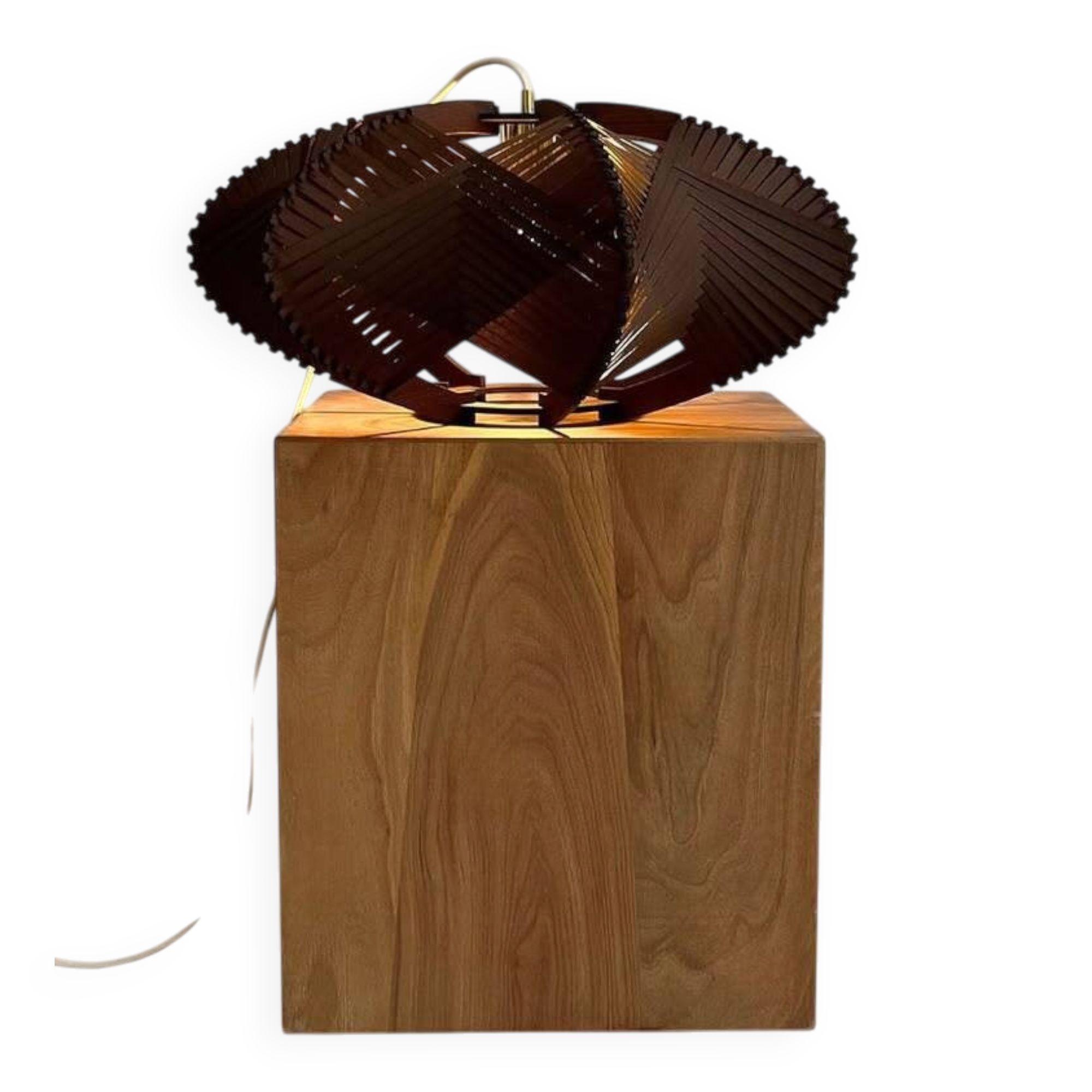 Vintage Scandinavian style wooden woven suspension – Corolle L – D54 cm