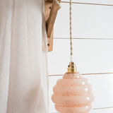 Suspension baladeuse verre de Clichy pink vintage