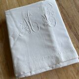 Large antique monogrammed flat sheet