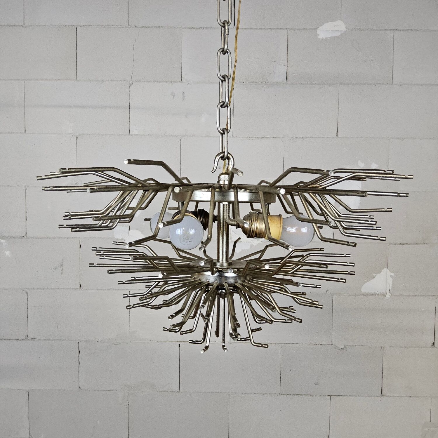 Vintage Italian crystal chandelier Venini Triedi Murano (1960s)