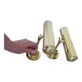 Old pair of gilded brass wall sconces / night lights from the 70s