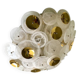 Contemporary Venied-White Disks Murano Glass Flush Mount by Simoeng