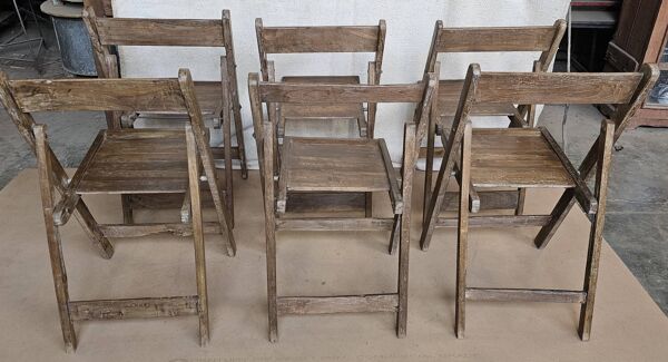 Lot de 6 chaises de cinéma pliante en teck