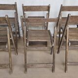 Set of 6 folding teak cinema chairs