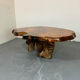Brutalist Wabi Sabi mid-century coffee table made of natural biological burl wood.