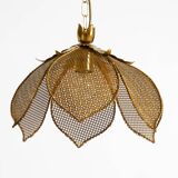 Beautiful rare 1980s Regency floral design brass ceiling lamp