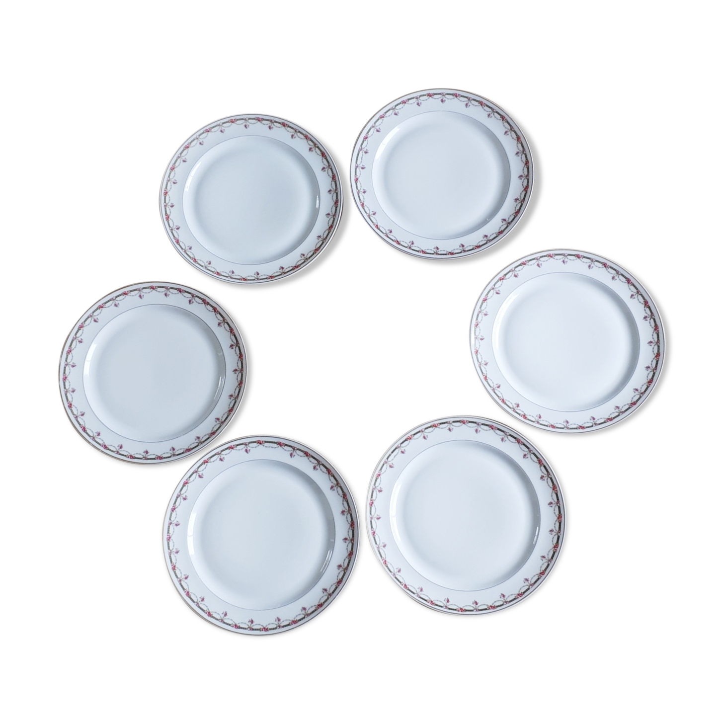 Flat plates (6) in Limoges porcelain