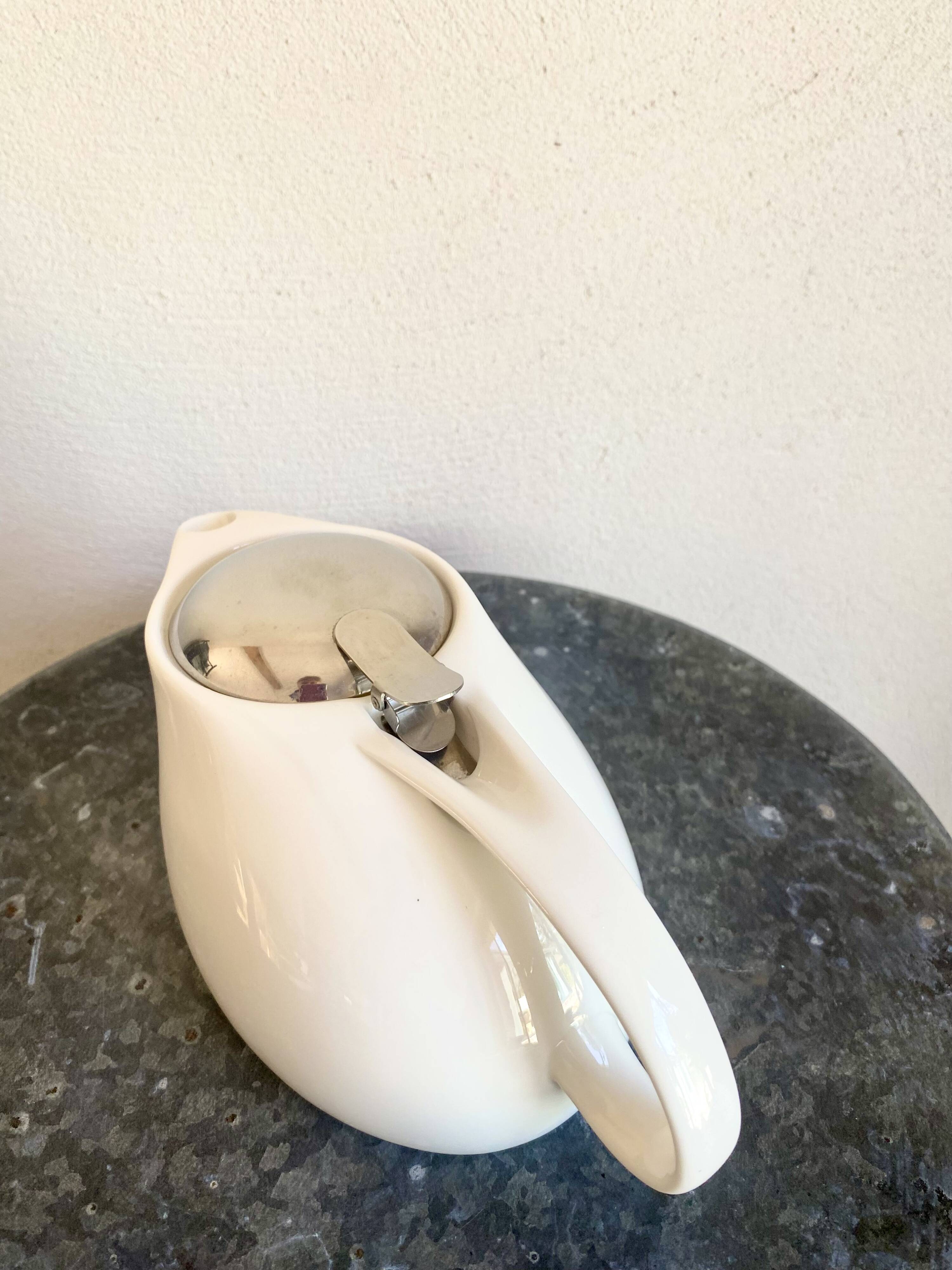 Earthenware and stainless steel teapot, 2 cups