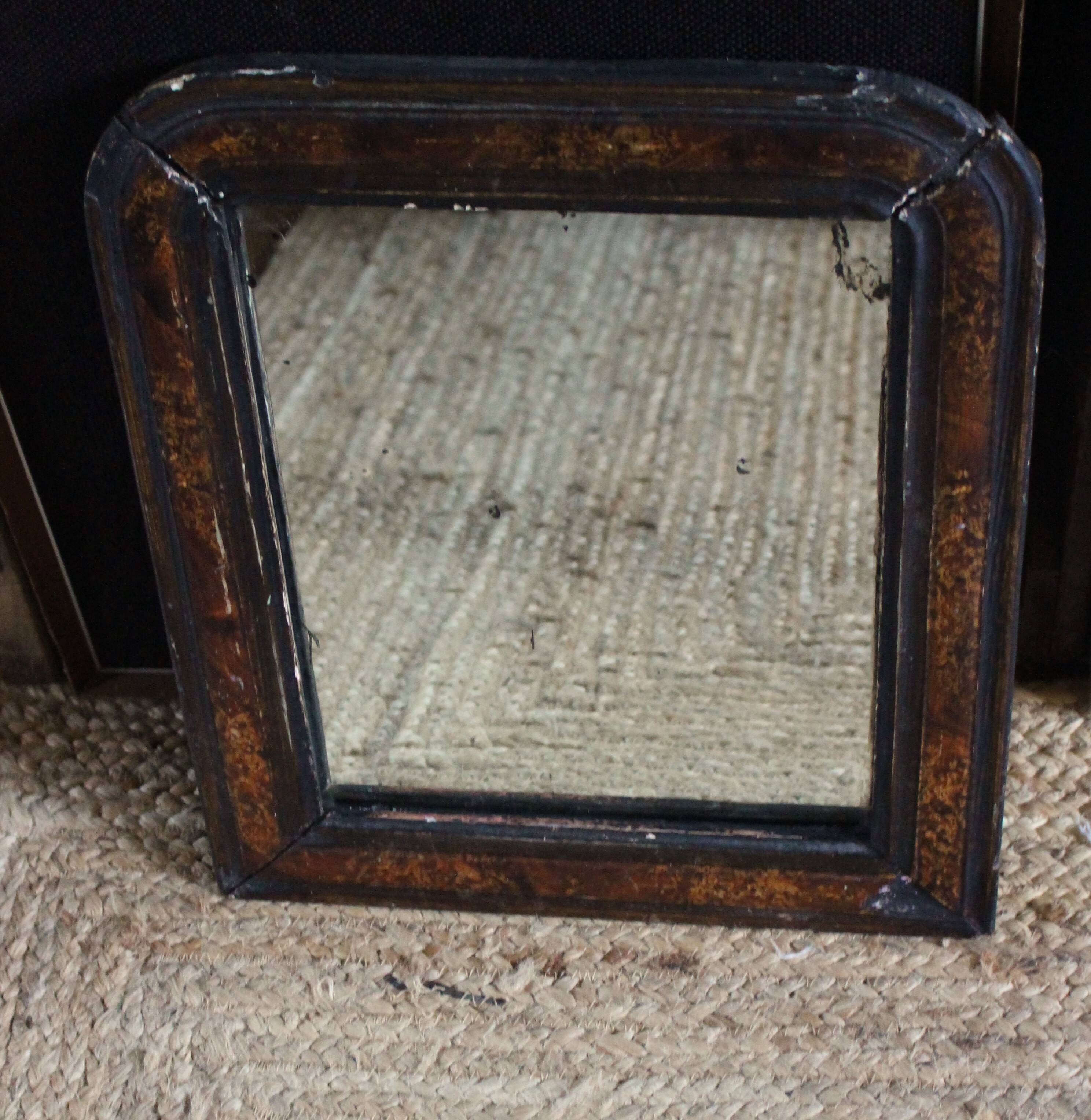 Miroir ancien Louis Philippe noir et marron