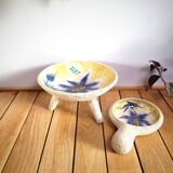Pair of blue thistle ceramics