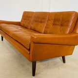 Vintage Danish retro Svend Skipper 3 person sofa in cognac leather