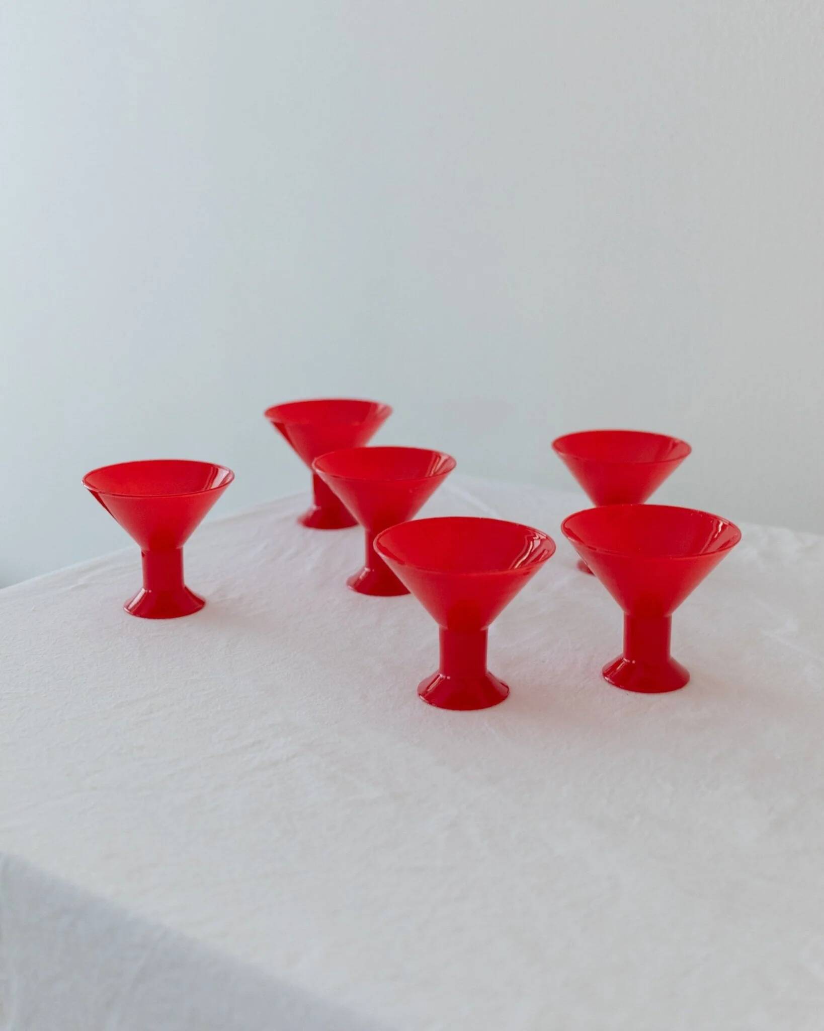 Six Red Glass Joy by Leonardo Drinking Glasses - Postmodern Memphis Style, 1980s Italian Vintage Glassware