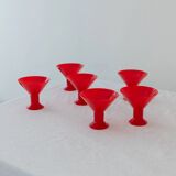 Six Red Glass Joy by Leonardo Drinking Glasses - Postmodern Memphis Style, 1980s Italian Vintage Glassware