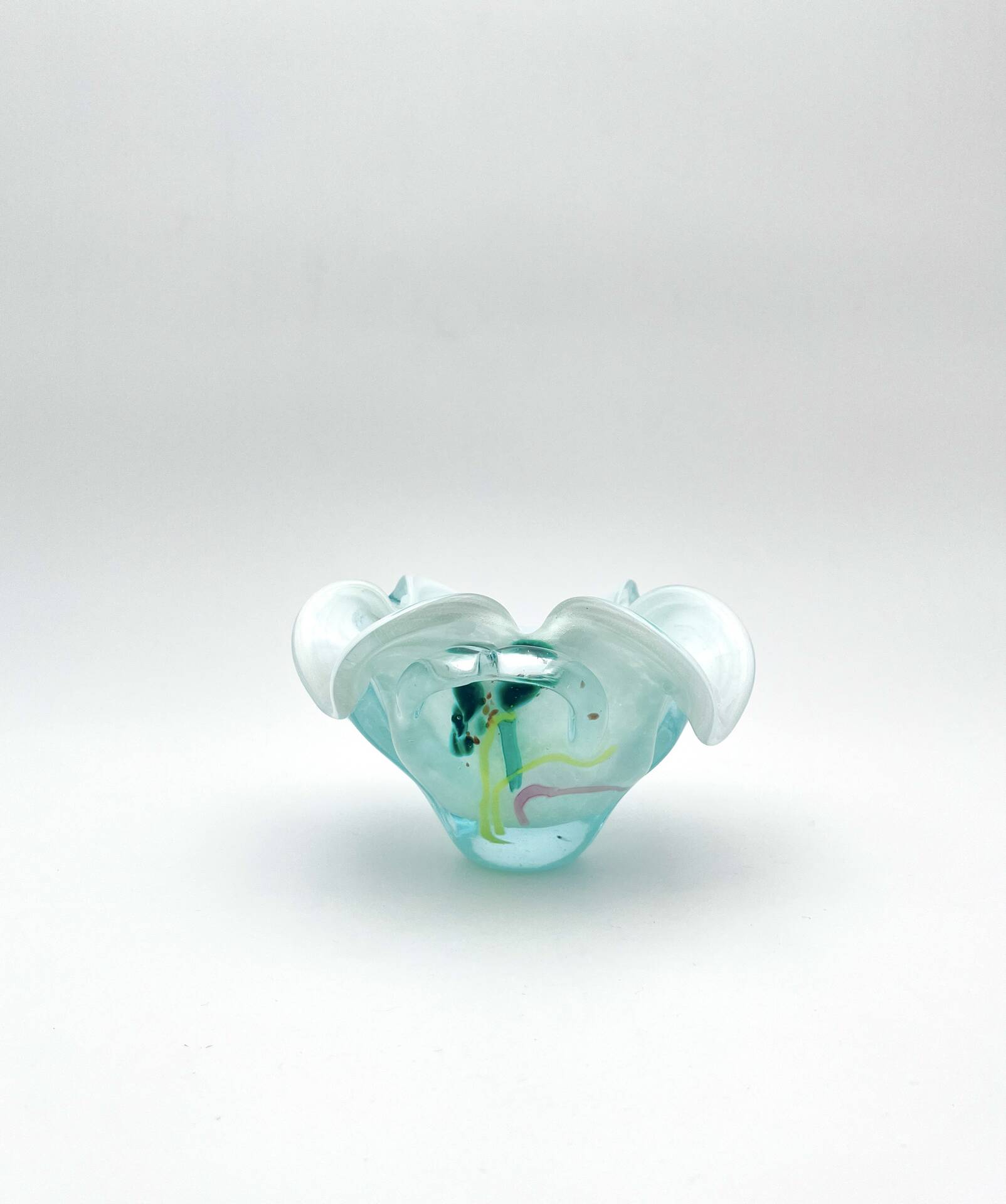 Coupe Studio Glass signed Lubomir Hora Blown Glass Polychrome 80s