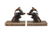 Art Deco bookends in patinated metal – animal pair – marble bases