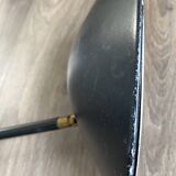 Vintage halogen floor lamp in black lacquered metal and brass ball joint