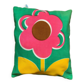 Vintage 70s style floral pattern cushion