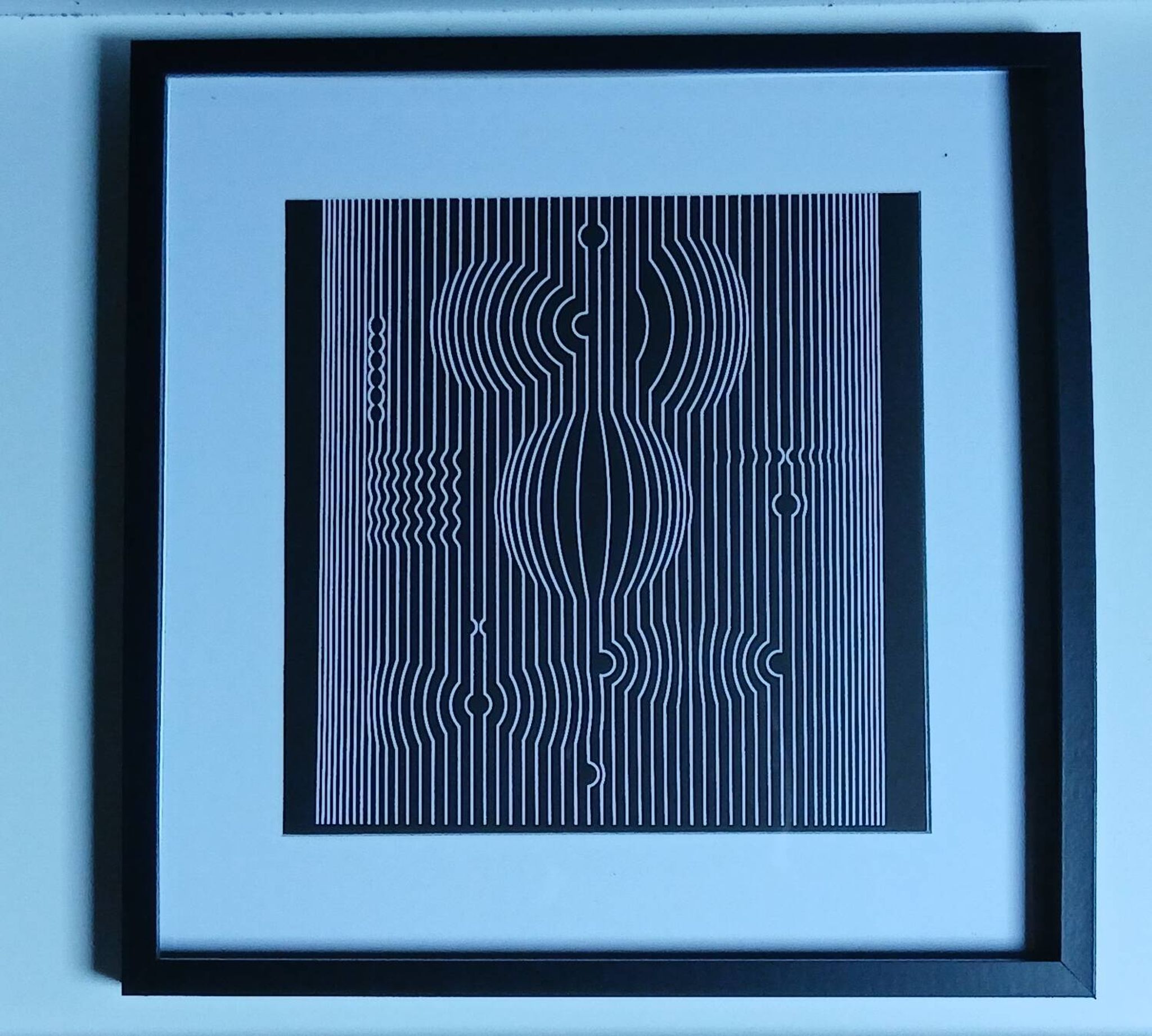 Tableau Vintage Art Optique – Linear Composition B&W – Frame 40x40cm