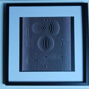 Tableau Vintage Art Optique – Linear Composition B&W – Frame 40x40cm