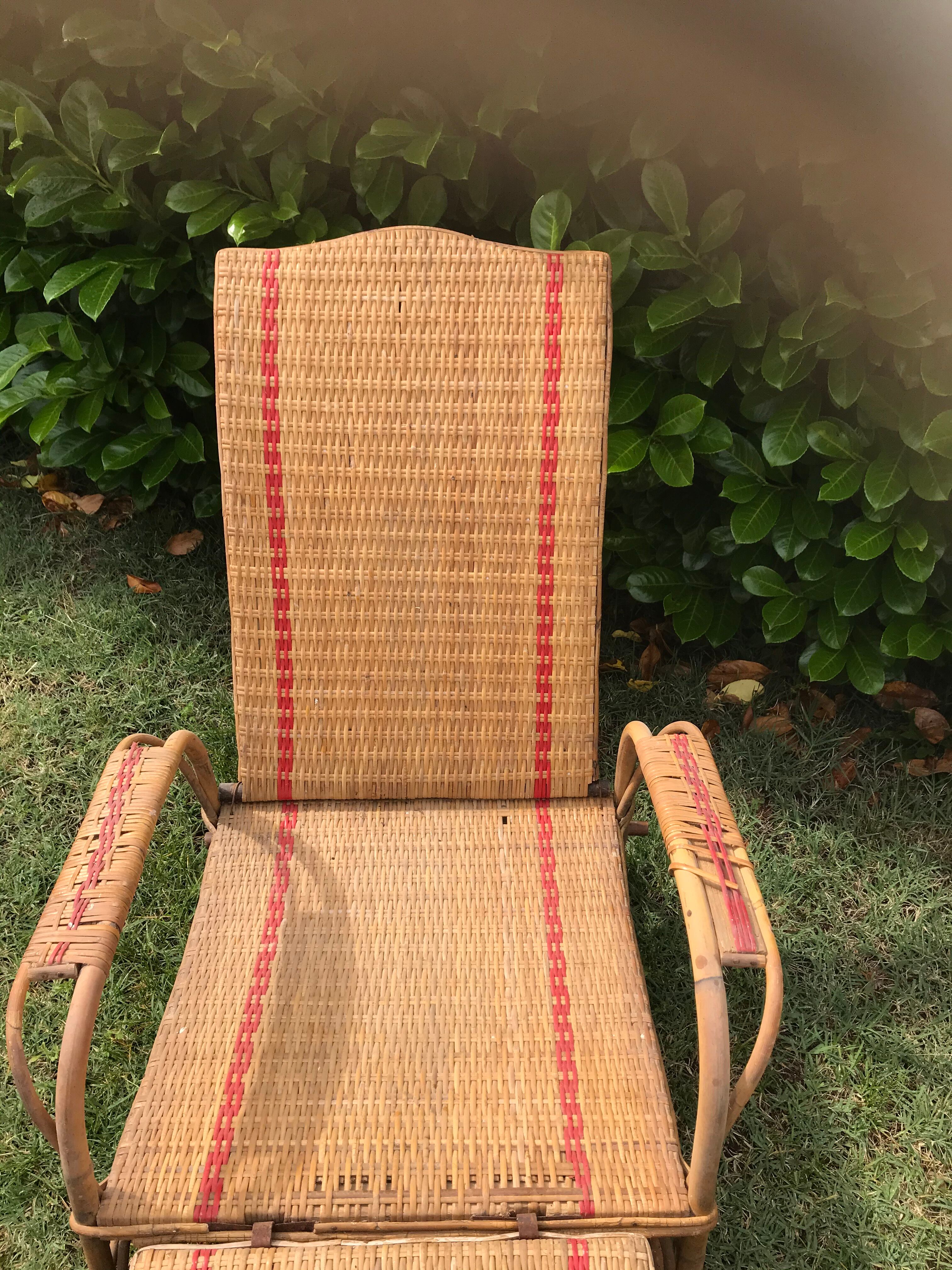 Chaise longue vintage rotin Selency