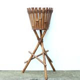 Tripod wood and bamboo planter