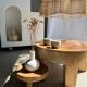 Rattan pendant lamp in the shape of a flower