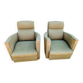 1 pair of magnificent vintage studio armchairs in an Art Deco style.