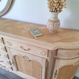 Low buffet in renovated solid cherry wood – Revisited Louis XV style – 250 cm