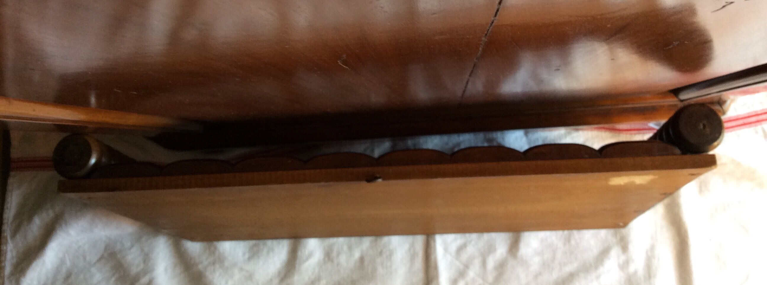 Old carved solid wood top, with glass plate - 50s