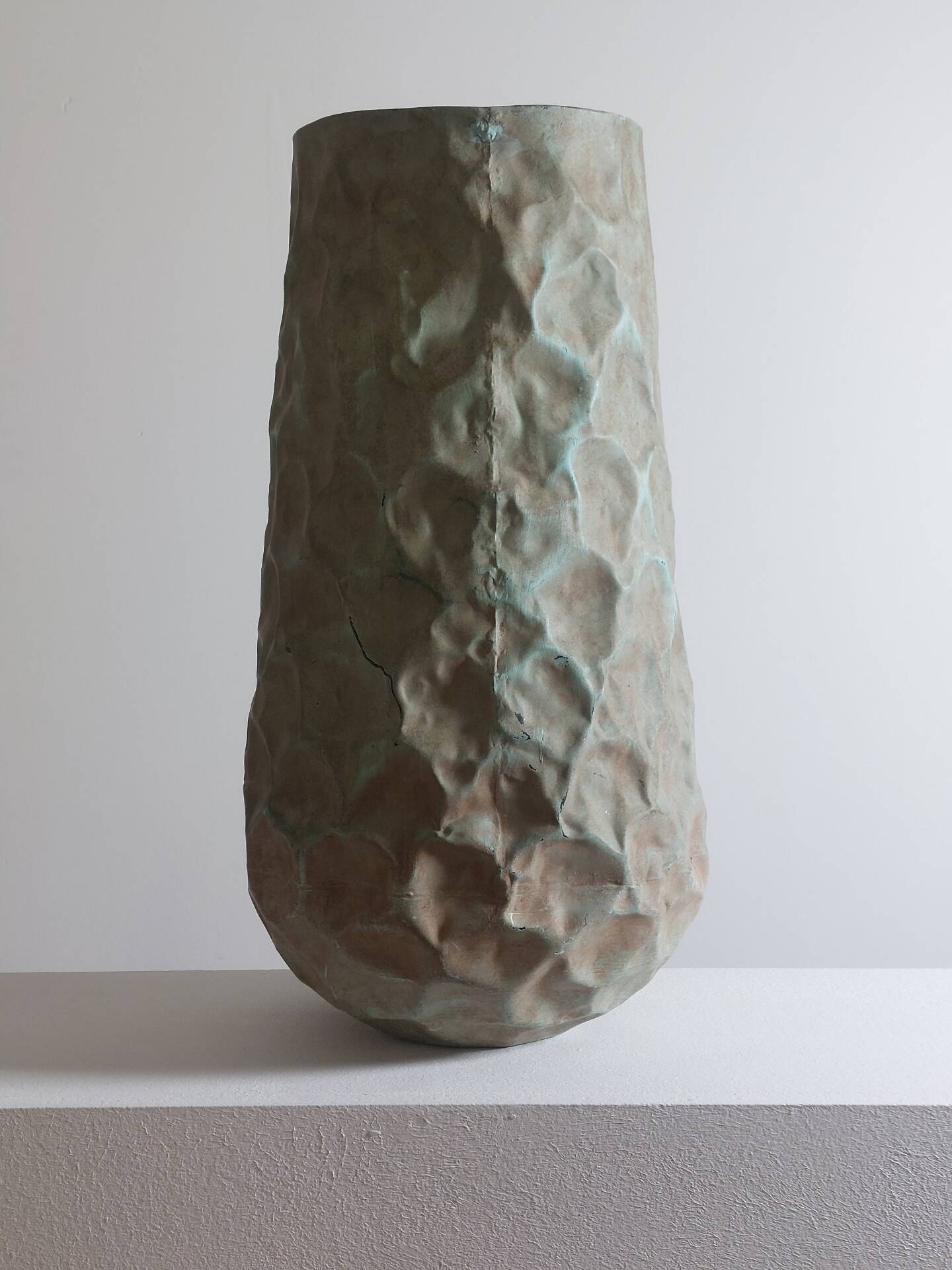Exceptional vintage dented decor brutalist umbrella stand