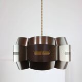 Vintage Italian Metal and Opaline Glass Pendant Lamp, 70s