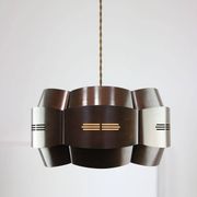 Vintage Italian Metal and Opaline Glass Pendant Lamp, 70s