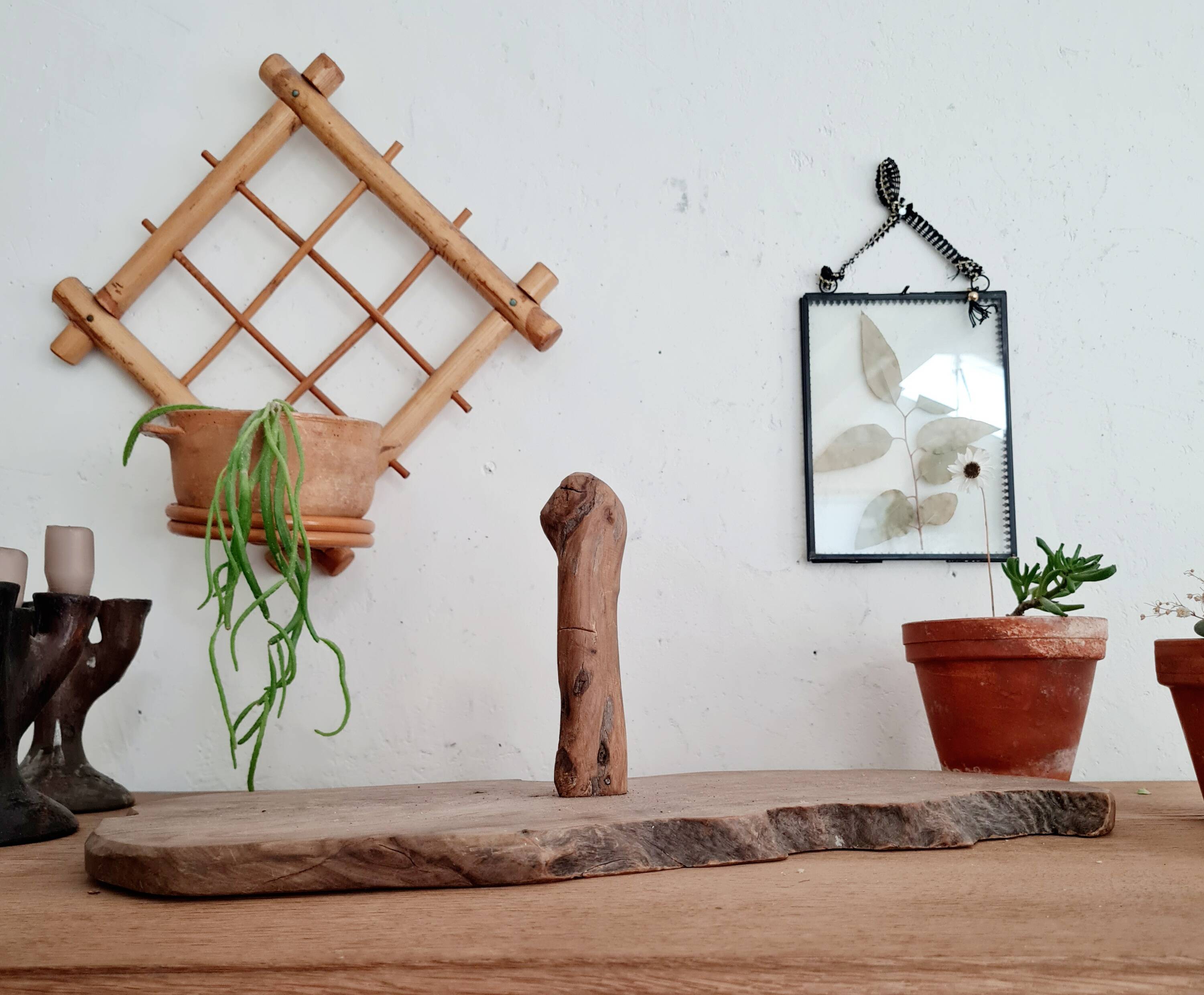 Antique brutalist wooden tray