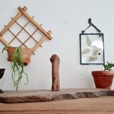 Plateau ancien en bois brutaliste