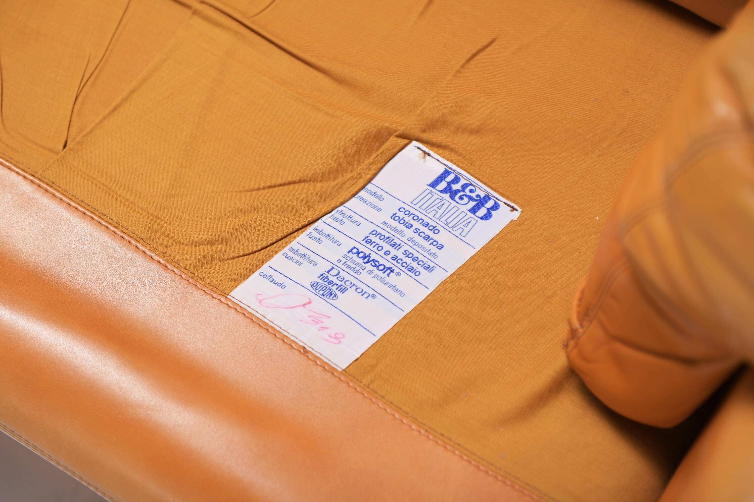 Stunning Coronado chairs in cognac leather by Afra & Tobia Scarpa - B&B Italia