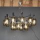 20thC ITALIAN CHROME & SMOKED GLASS EIGHTEEN LIGHT CHANDELIER c.1970