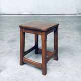 Set of Belgian Handcrafted Wooden Stools, 1940s
