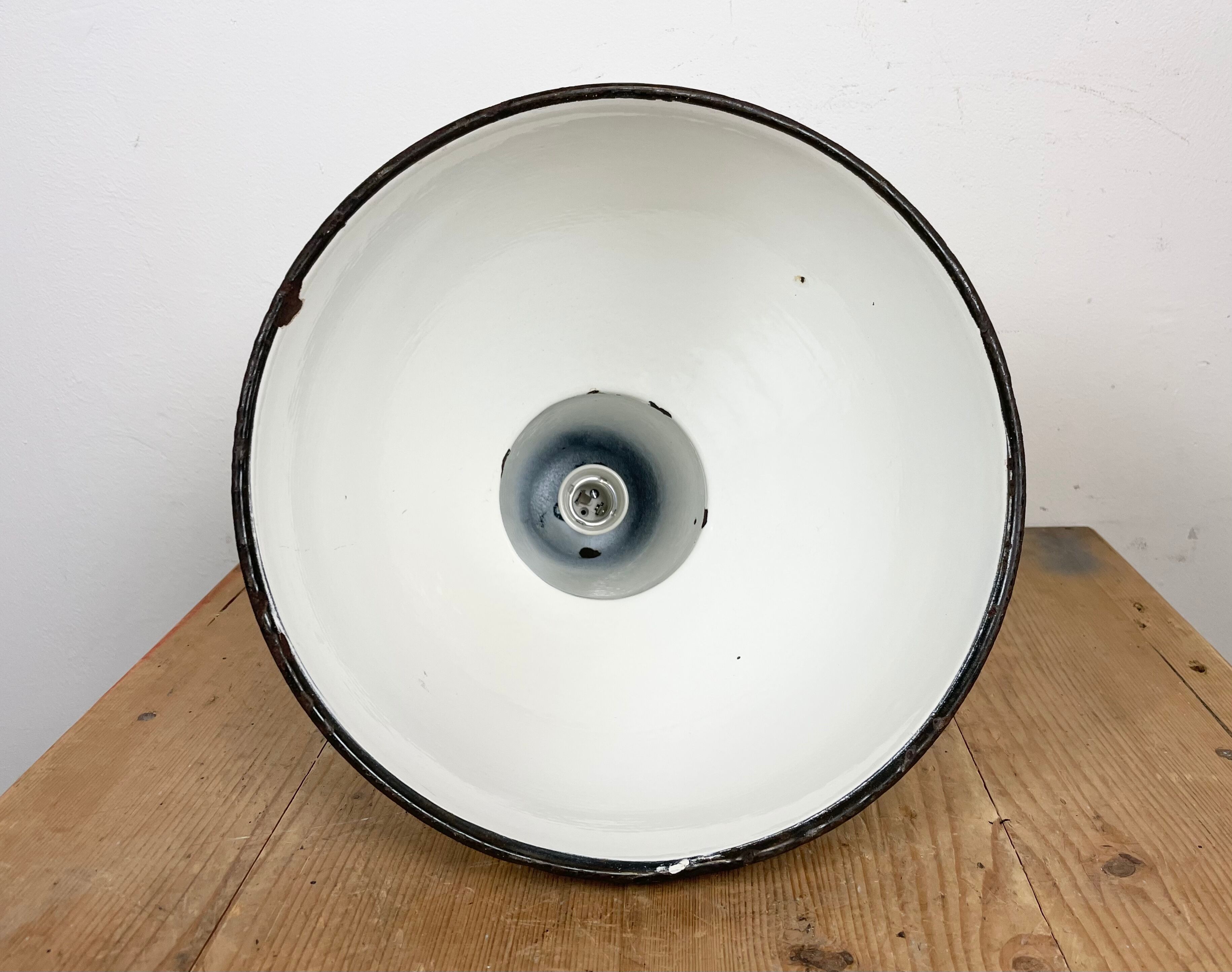 Industrial Grey Enamel Pendant Lamp, 1960s