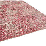 Handmade oriental unique 1980s pink wool carpet